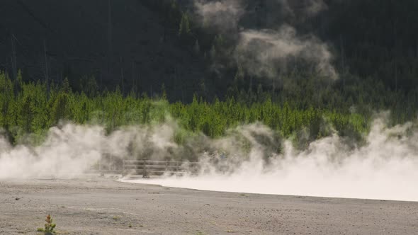 Scenic Footage with Hot Geothermal Smoke Hot Spring with Natural Thermal Water alt