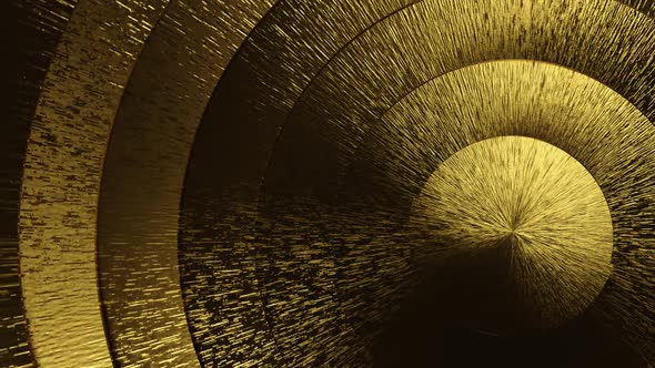 The texture of golden metal discs rotate.