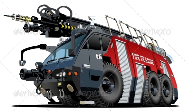 Cartoon Firetruck - Man-made Objects Objects
