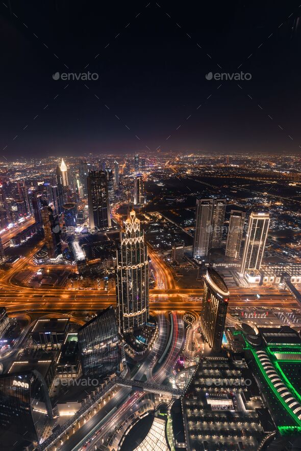 view from burj khalifa at night