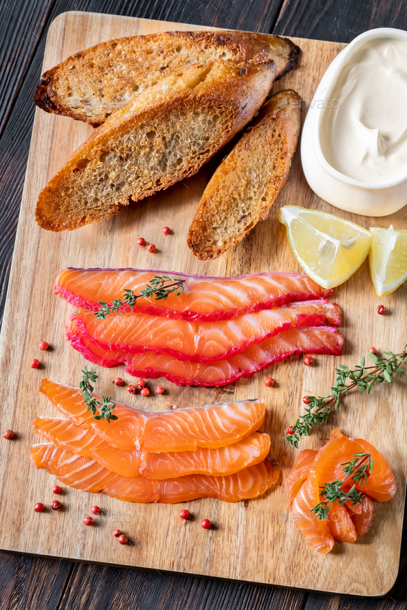 Salmon gravlax with sour cream Stock Photo by Alex9500 PhotoDune