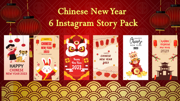 6 Chinese New Year Instagram Stories Pack - Cartoon Animations
