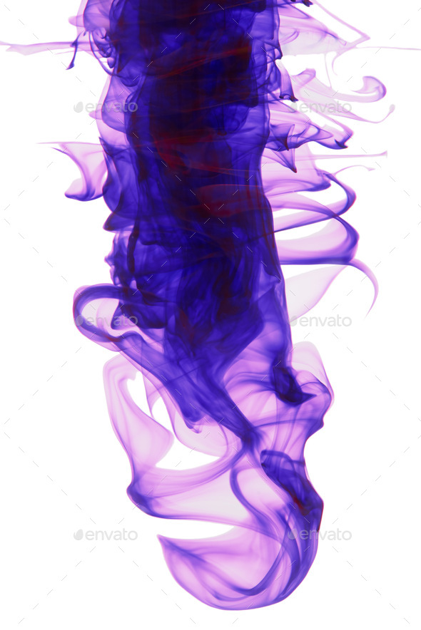 Color me purple. Studio shot of purple ink in water against a white background.