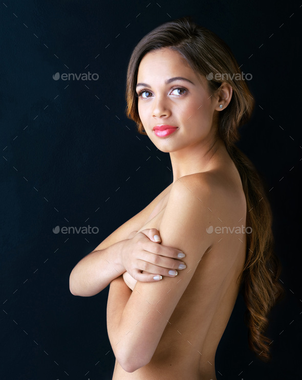 young beautiful woman with bare breasts, Stock Photo, Picture And