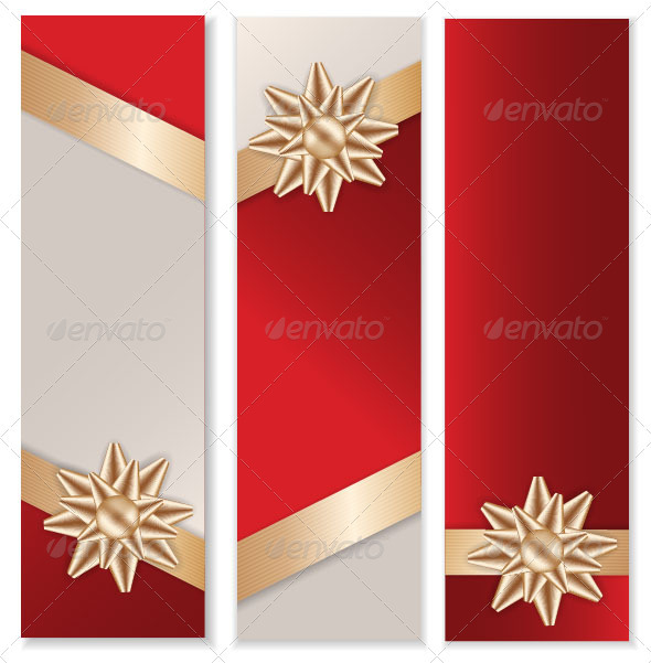 Golden Bow Banner Set - Decorative Symbols Decorative