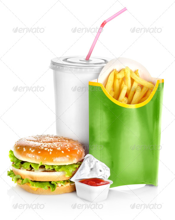 Sandwich with french fries isolated - Stock Photo - Images