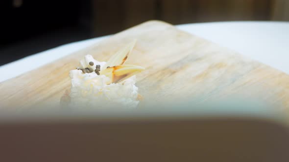 Coconut Basket Cake with White Chocolate Decorative Leaves alt