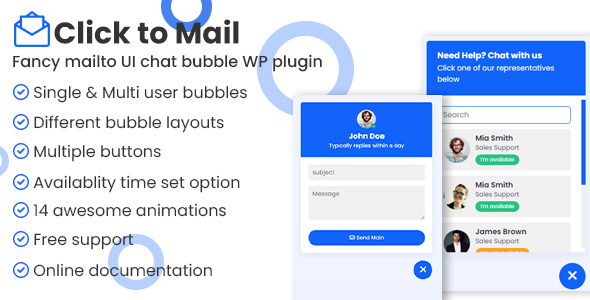 Click to mail  Fancy Mailto UI chat bubbles WordPress plugin