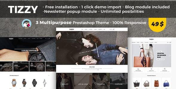 Tizzy - Multipurpose Responsive Prestashop 8 Theme | Fashion | Watch | Bag