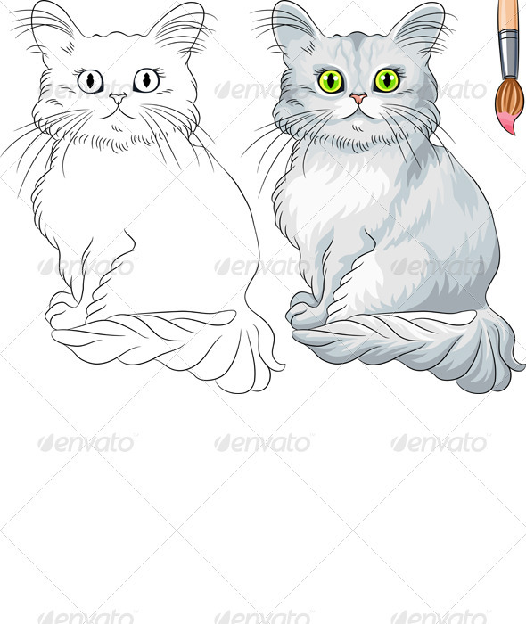 Vector Coloring Book of Tiffany cat - Animals Characters