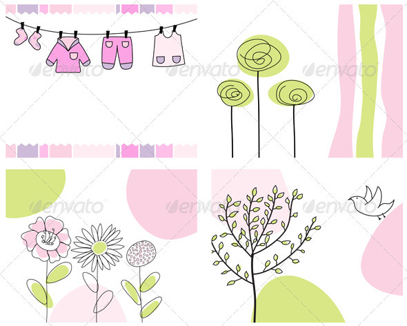 Sketched Greeting Card Set - Flourishes / Swirls Decorative