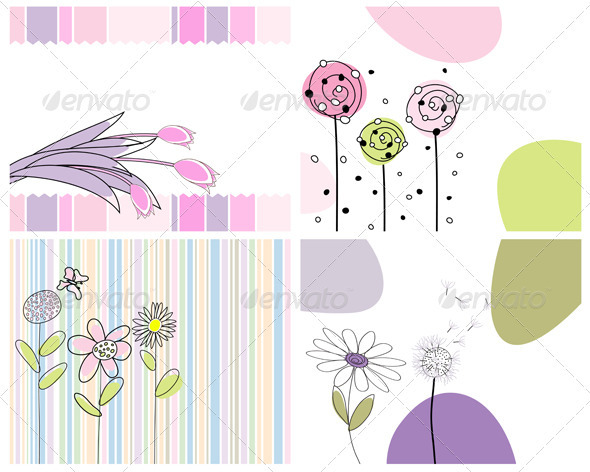 Sketched Greeting Card Set - Flourishes / Swirls Decorative