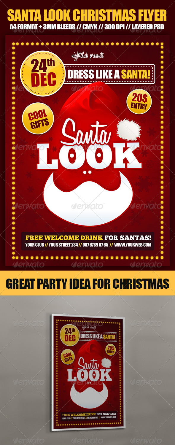 Santa Look Christmas Party Flyer - Holidays Events