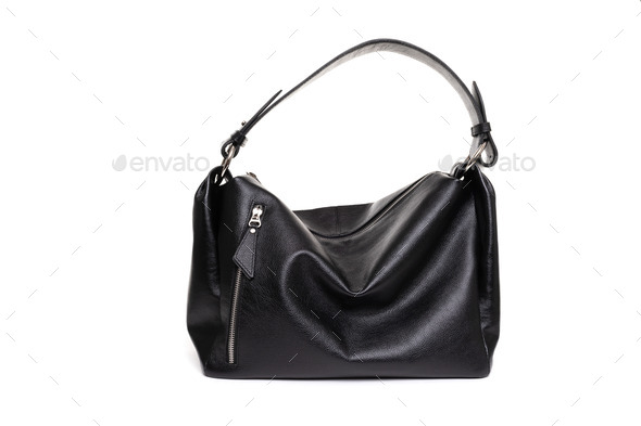 stylish leather women\'s bag made of soft black leather