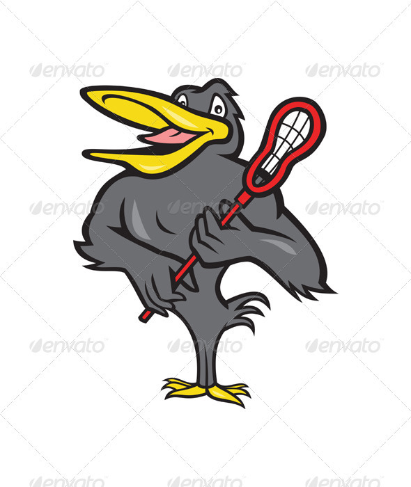 Blackbird With Lacrosse Stick Cartoon - Animals Characters