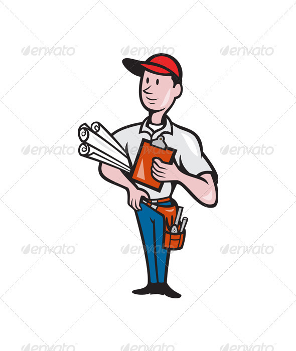 Builder Construction Engineer Worker Cartoon - People Characters