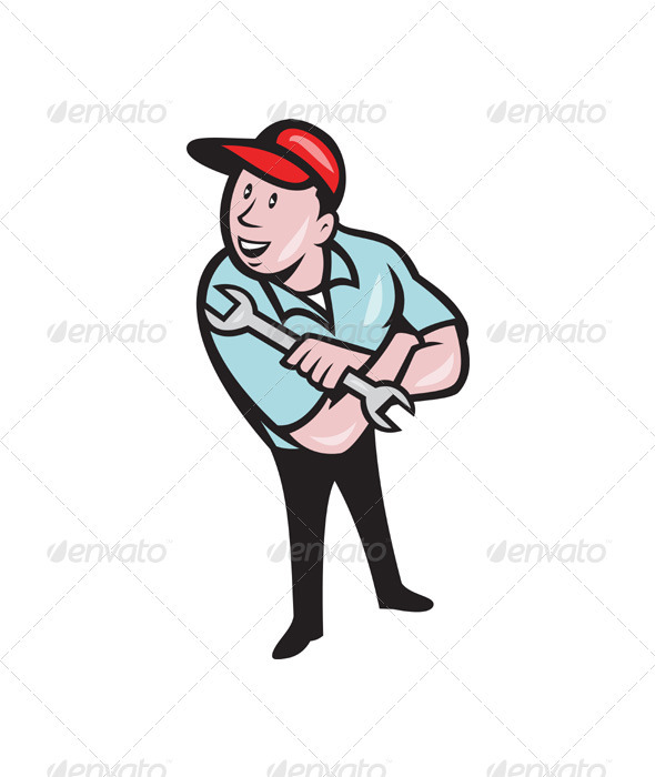Mechanic Arms Crossed Spanner Retro - People Characters