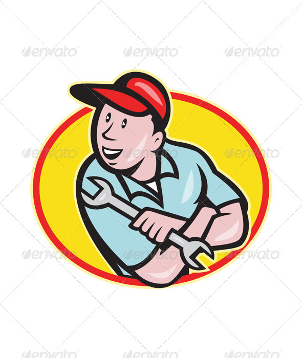 Mechanic Arms Crossed Spanner Retro - People Characters