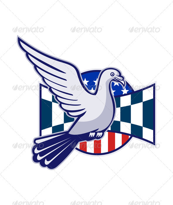 Racing Pigeon Race Flag American Stars Stripes - Animals Characters