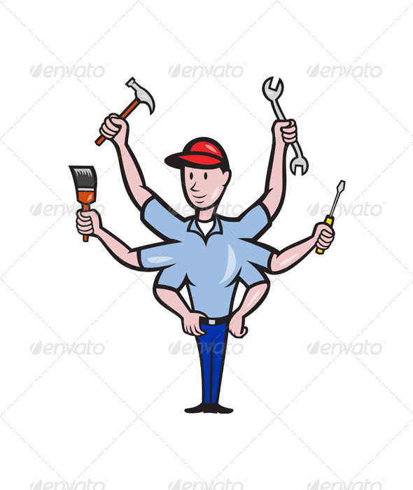 Tradesman Carpenter Mechanic Plumber Cartoon - People Characters