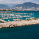 Aerial view of different boats in marina luxury yachts moored on sea harbor port Antalya, Turkey. - PhotoDune Item for Sale