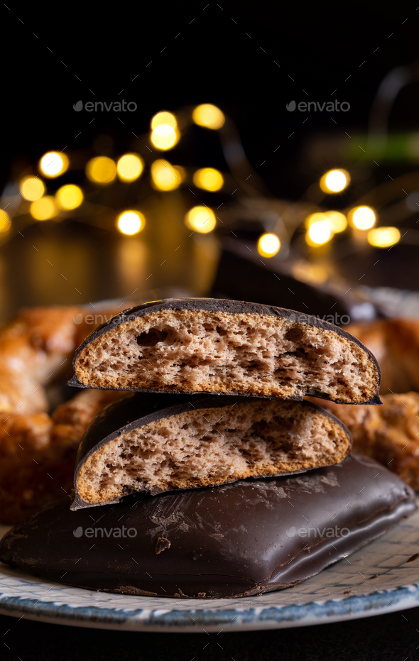 typical Neapolitan sweet biscuit called mostacciolo of the Christmas period - Stock Photo - Images