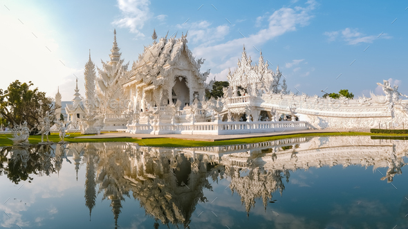 White Temple Chiang Rai Thailand, Wat Rong Khun Chiang Rai, Northern Thailand - Stock Photo - Images