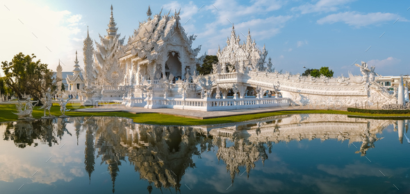 White Temple Chiang Rai Thailand, Wat Rong Khun Chiang Rai, Northern Thailand - Stock Photo - Images