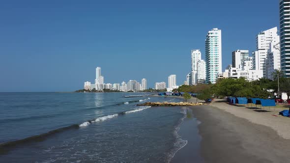 The Public Beach in Cartagena Colombia Aerial View