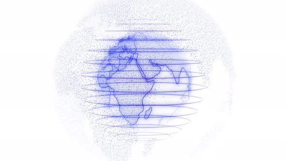 Blue Color Technology Hologram Earth Animated On White Background alt