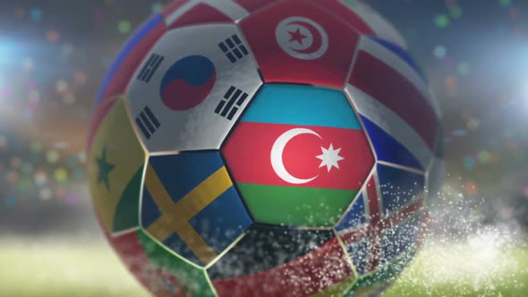 Azerbaijan Flag on a Soccer Ball - Football in Stadium, Motion Graphics