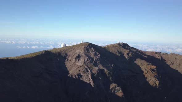 View Of Observatories From Top Of Roque De Los Muchachos, La Palma