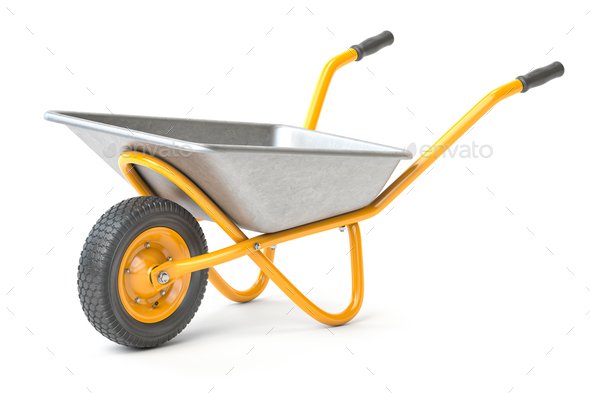 Set of wheelbarrow of different colors isolated on white. - Stock Photo - Images