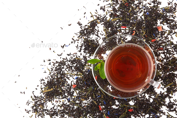 Black tea with mint - Stock Photo - Images