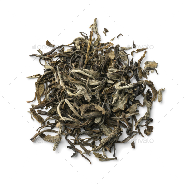 Heap of dried Chinese Monkey King of Jasmin tea leaves close up