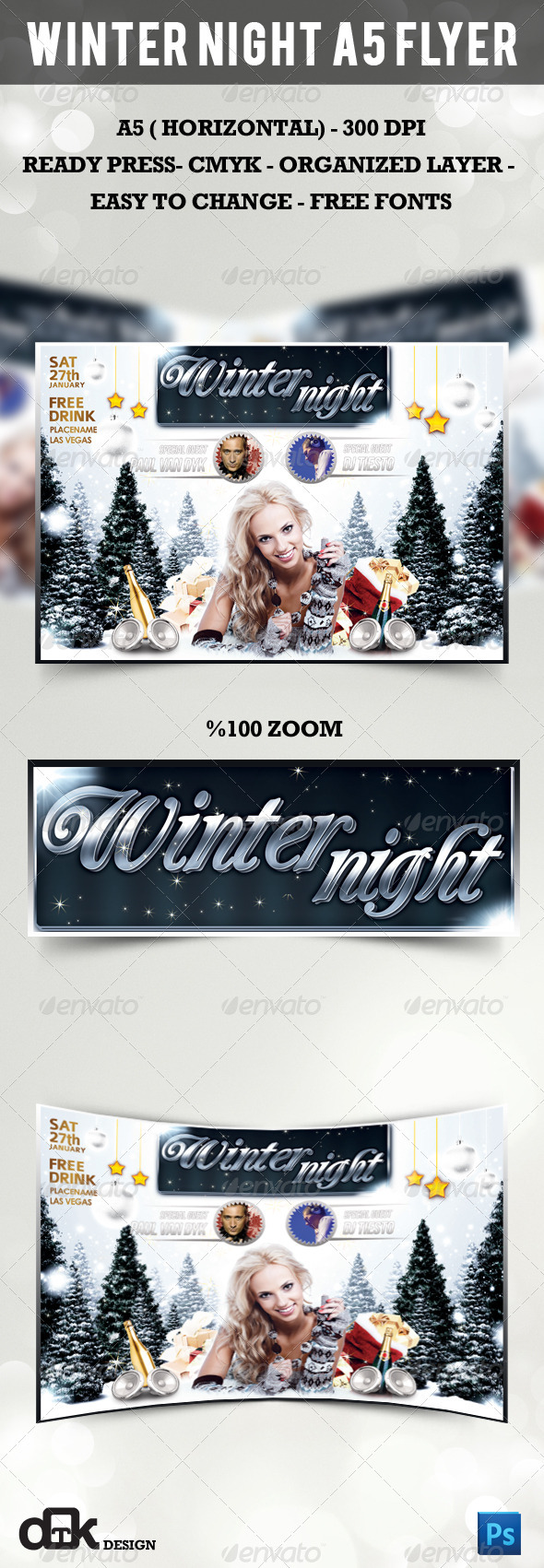 Winter Night A5 Flyer - Clubs & Parties Events