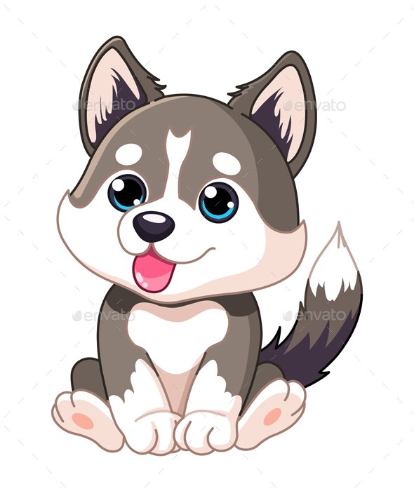 cute husky puppy cartoon