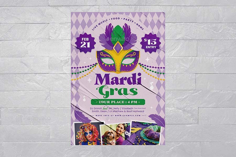 Mardi Gras Flyer Template, Print Templates | GraphicRiver