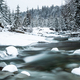 Winter landscape, snowy trees in forest and frozen river - PhotoDune Item for Sale