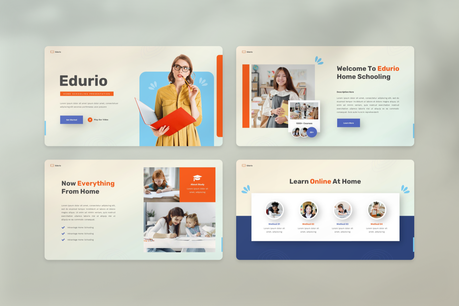 Edurio Home Schooling Google Slides Template, Presentation Templates