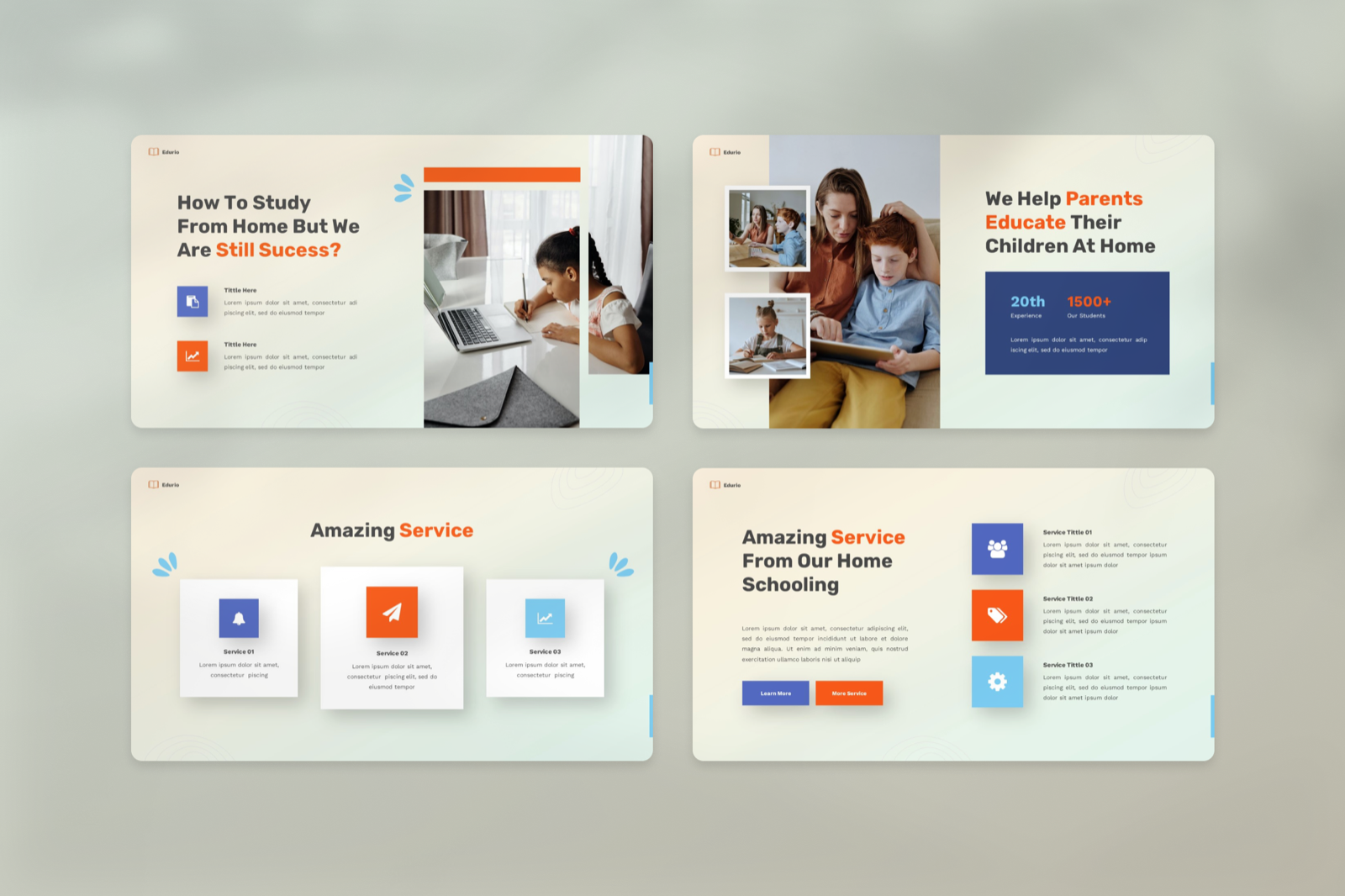 Edurio Home Schooling Google Slides Template, Presentation Templates
