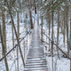 Beautiful rope hanging wooden bridge. winter landscape - PhotoDune Item for Sale