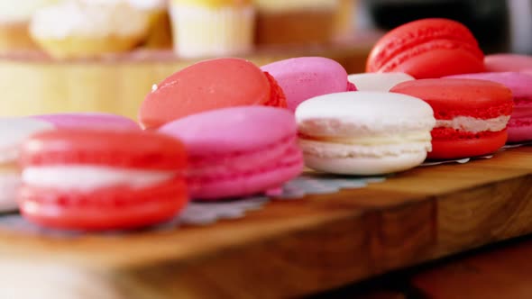 Tray of macaroons on counter alt