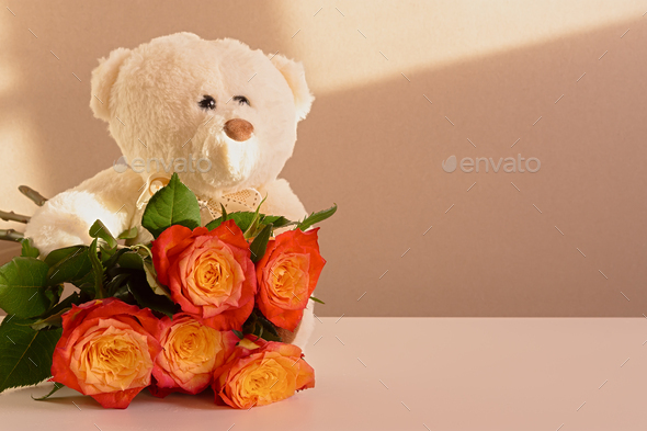 birthday teddy bear with roses