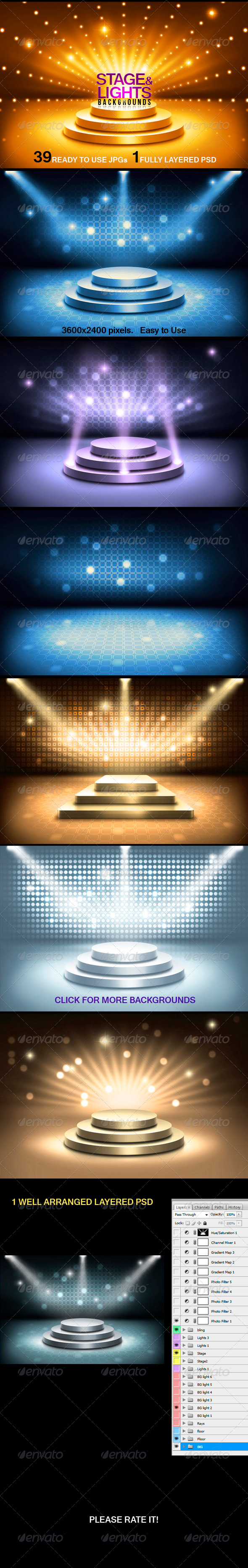 Stage and Lights Backgrounds - 3D Backgrounds