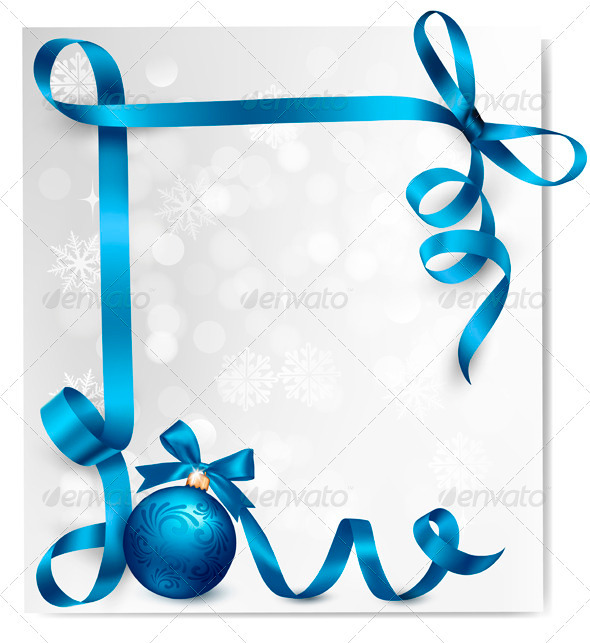 Holiday Background with Blue Gift Ribbons - Christmas Seasons/Holidays