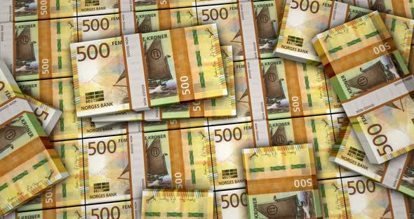 Norwegian Krone money banknotes packs surface alt