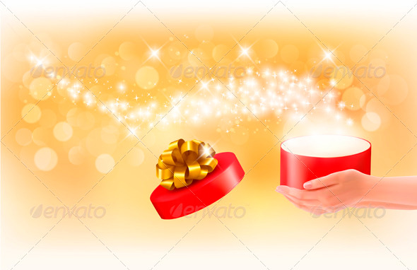 Christmas Background with Gift Magic Box - Christmas Seasons/Holidays