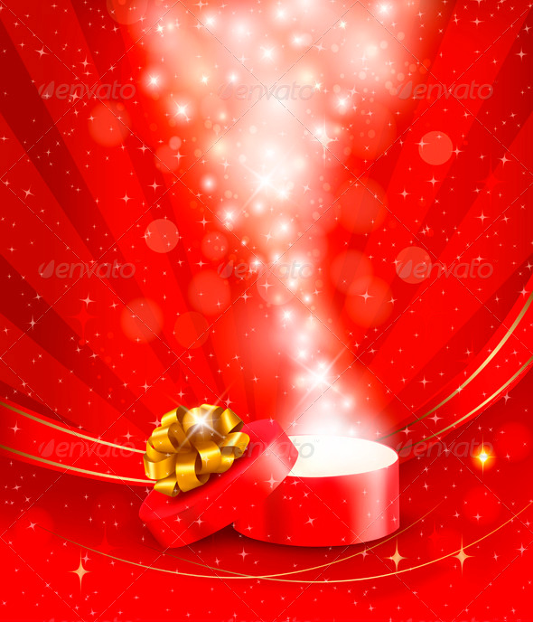 Christmas Background with Open Magic Box - Christmas Seasons/Holidays