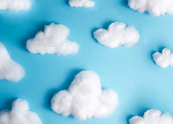 White Fluffy Cotton Clouds On Blue Stock Photo 1341855848